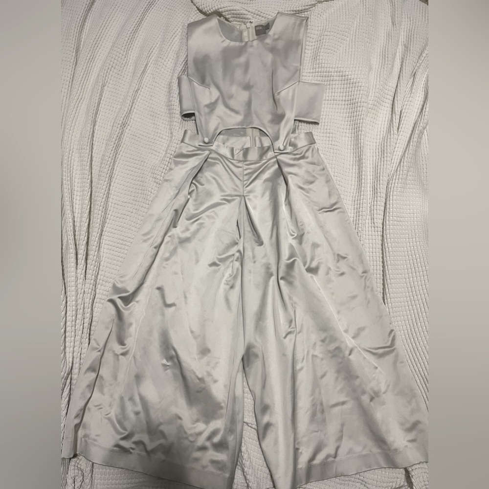 ASOS- 8. Silver Satin Cutout Jumper